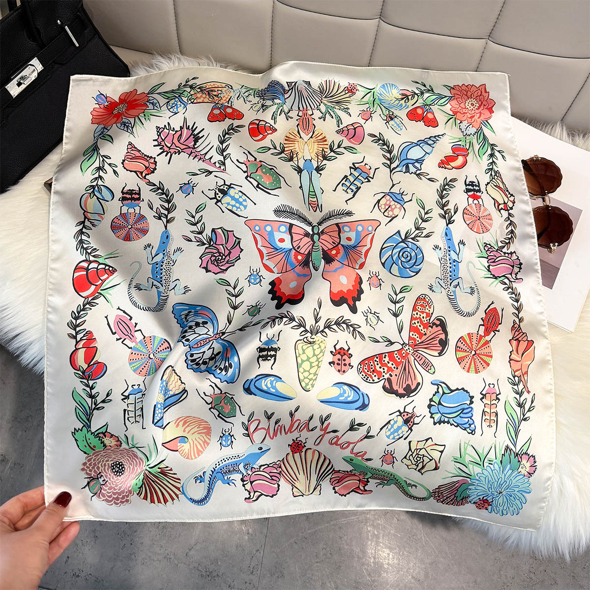 Ascot Neck Scarf - 2026 New Butterfly Print Silk Square