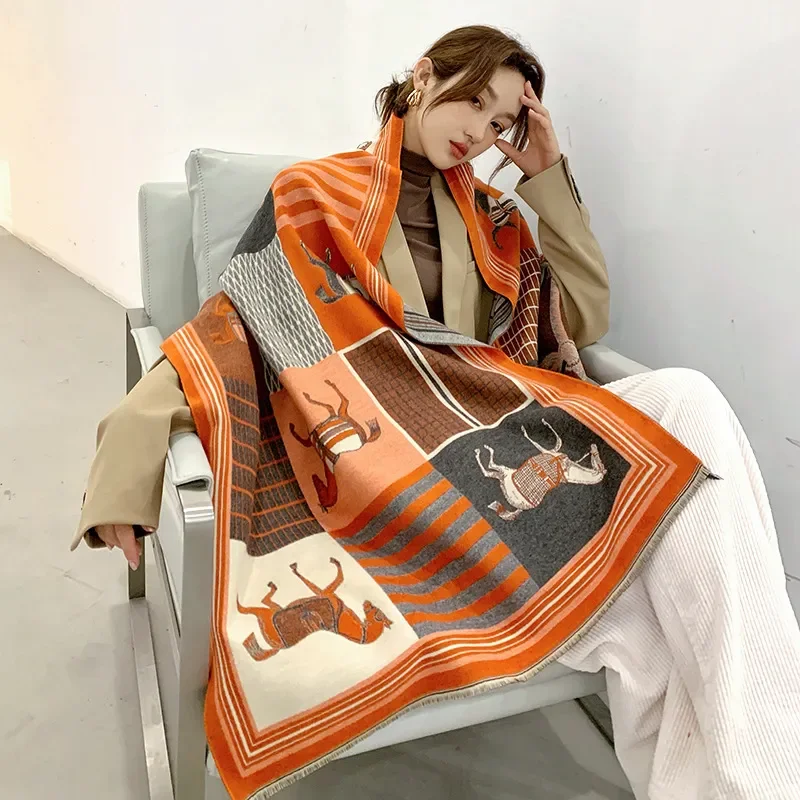 Woven Scarf Blanket - Throw Blanket Luxury Winter Cashmere Scarf