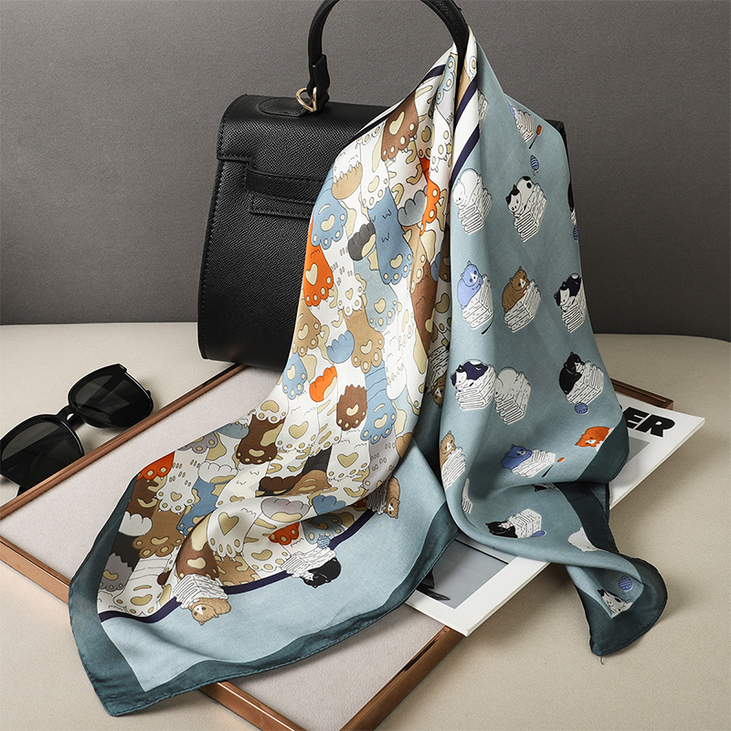Head Wrap Turban - Luxury Silk Shawl Fat Cat Square