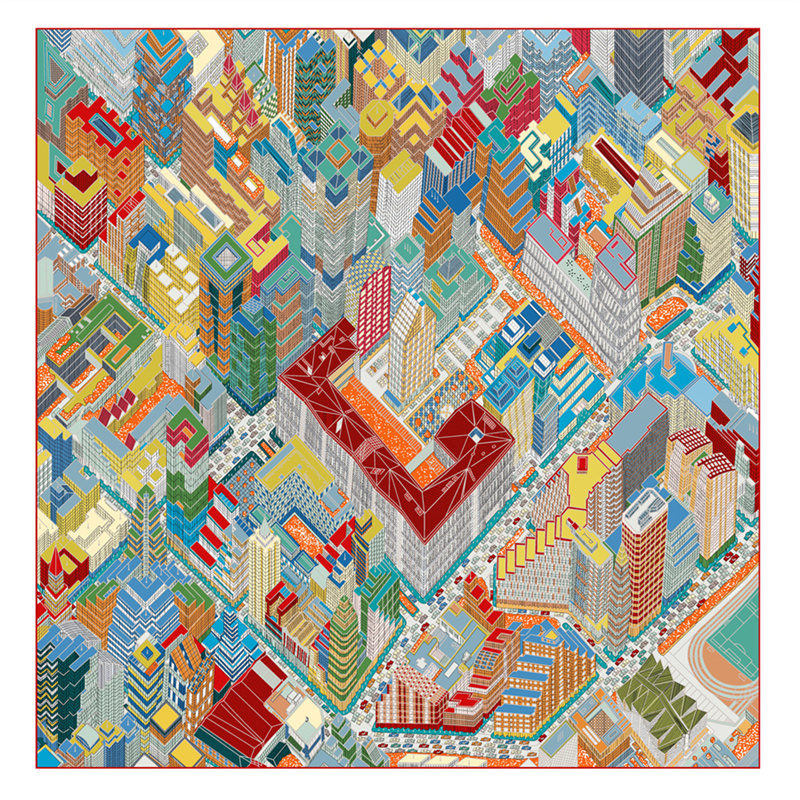 Scarf Silk Square - Silk Scarf Women Magic City Print