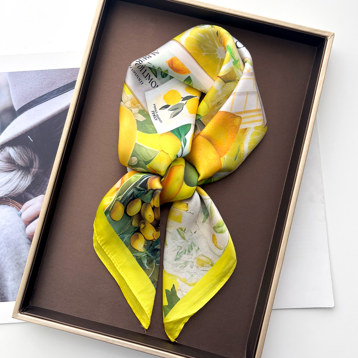 Silk Neck Scarf - Luxury Floral Square Scarf Soft Satin