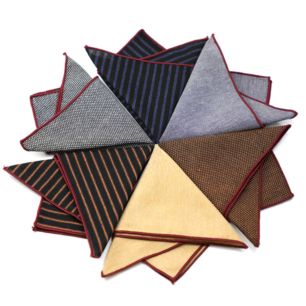 Solid Striped Brown Pocket Squ - Handkerchief Cotton Men recensie en prijs
