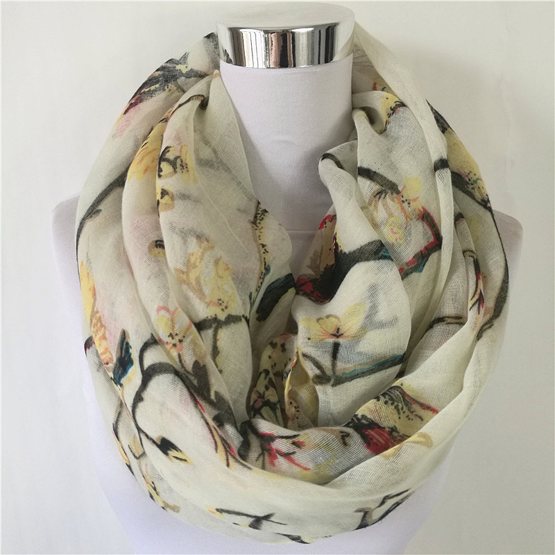 New Magpie Bird print Viscose  - Infinity Scarf Knit recensie en prijs