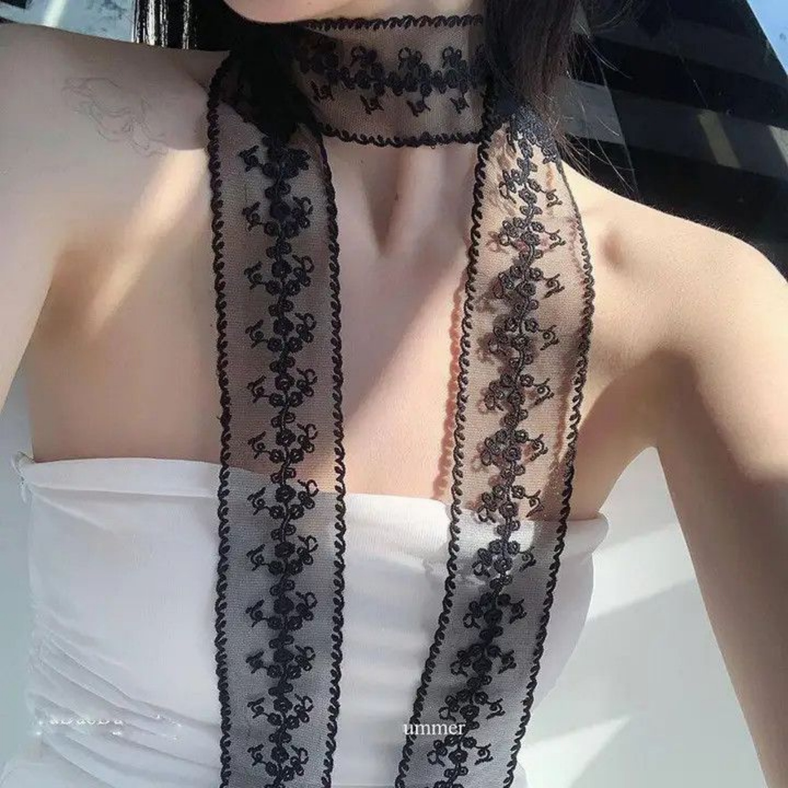 Korean Ins White Lace Ribbon S - Ascot Neck Scarf recensie en prijs