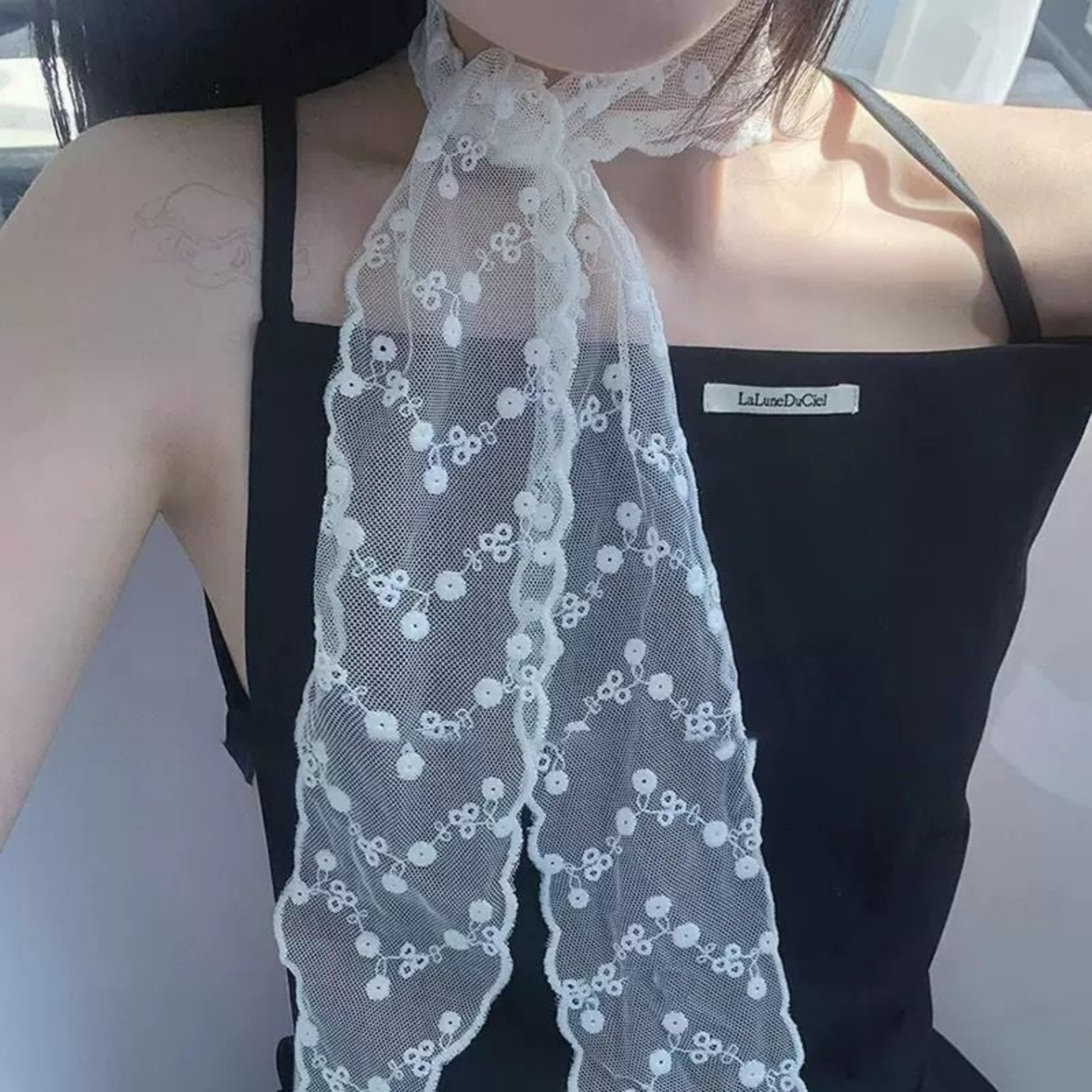 Korean Ins White Lace Ribbon S - Ascot Neck Scarf recensie en prijs