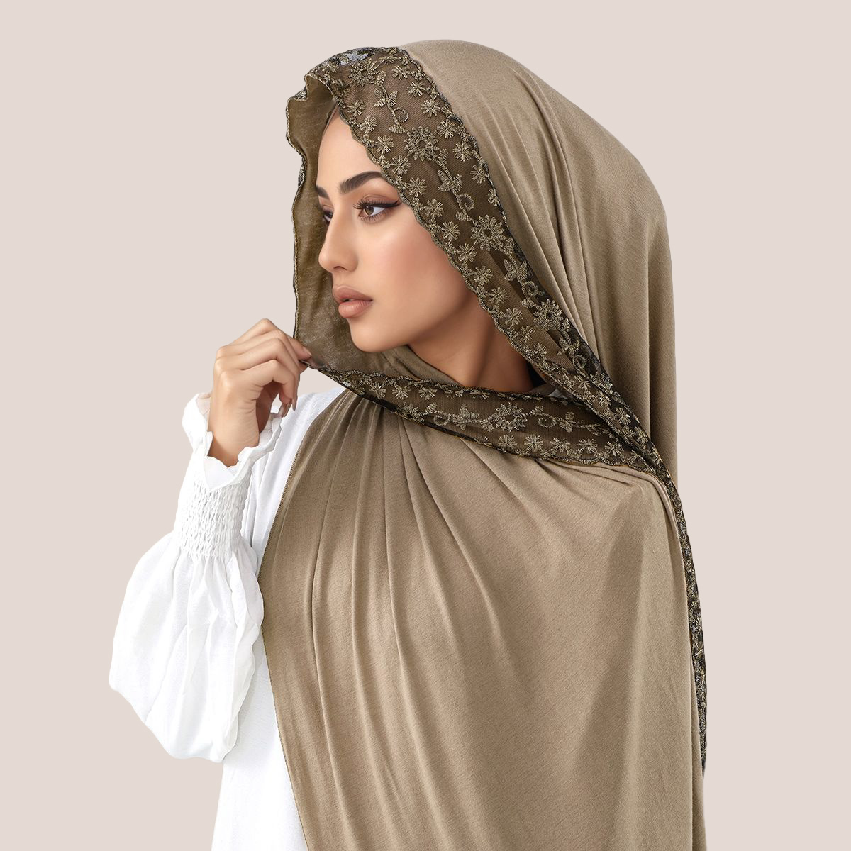 Lace Embroidery Cotton Jersey  - Head Wrap Turban recensie en prijs