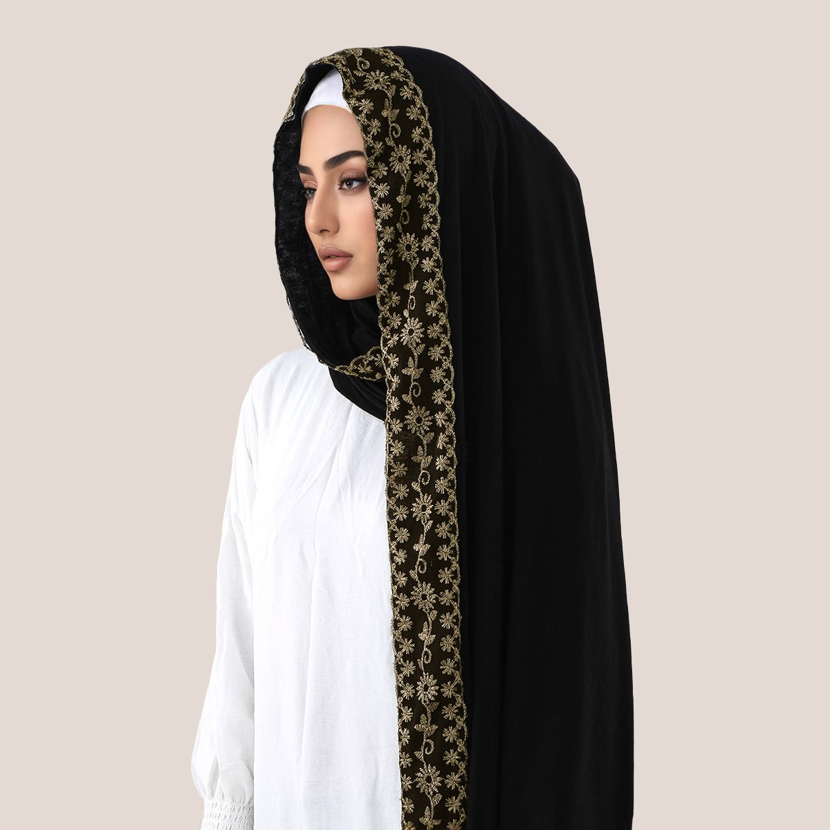 Lace Embroidery Cotton Jersey  - Head Wrap Turban recensie en prijs