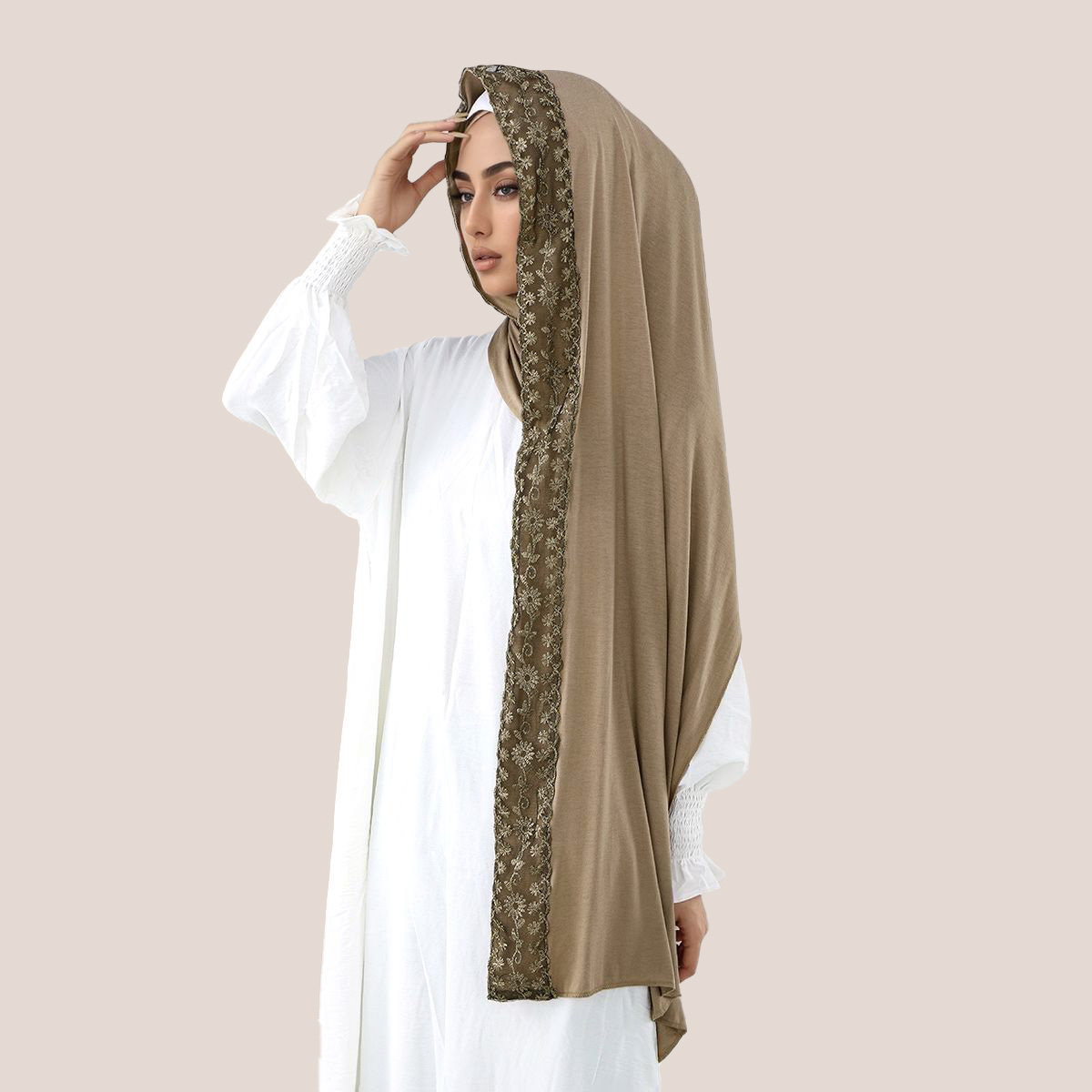Lace Embroidery Cotton Jersey  - Head Wrap Turban recensie en prijs