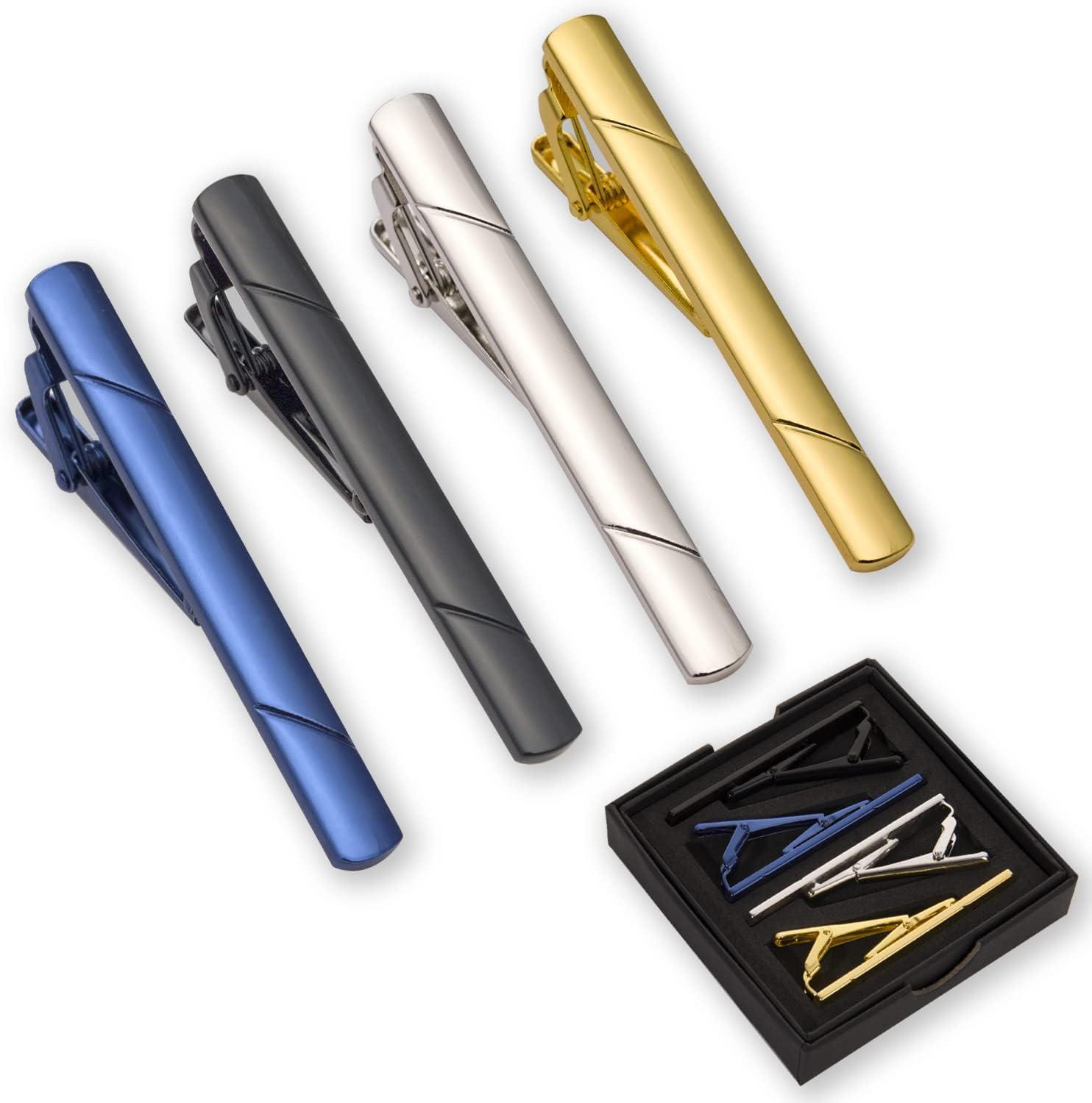 4Pcs Tie Clips for Men with Gi - Tie Clip Silver recensie en prijs