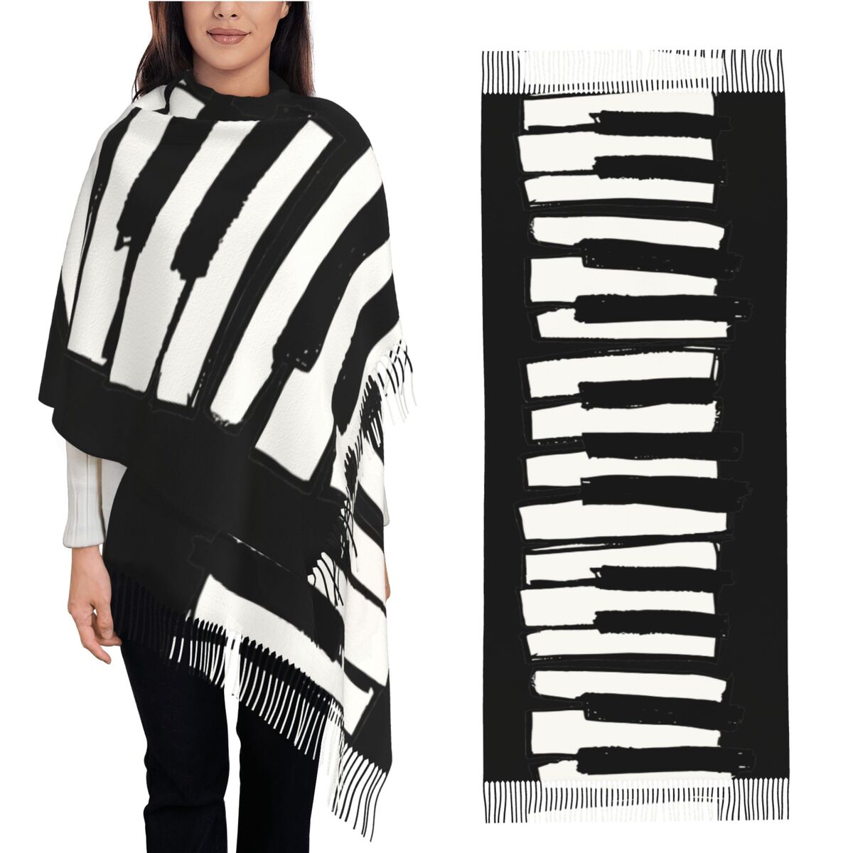 Minimalistic Piano Keys Scarf  - Pashmina Wrap Large recensie en prijs