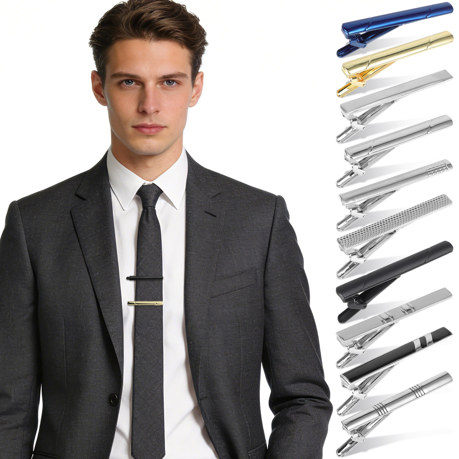 10Pcs Tie Clip Set for Men Ele - Tie Bar Set Gift recensie en prijs