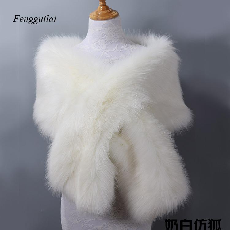 Women's White Faux Fur Shawl B - Stole Wedding Shawl recensie en prijs