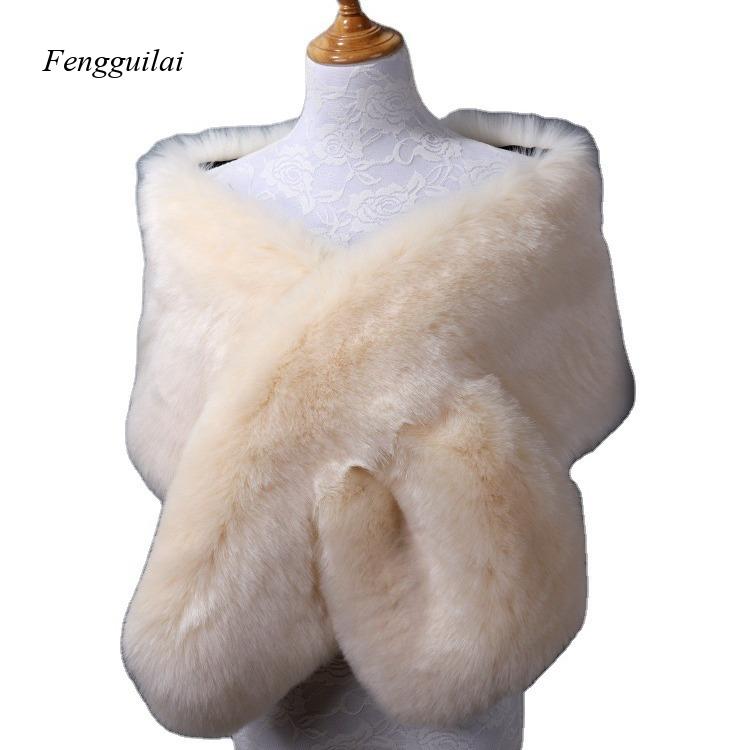 Women's White Faux Fur Shawl B - Stole Wedding Shawl recensie en prijs