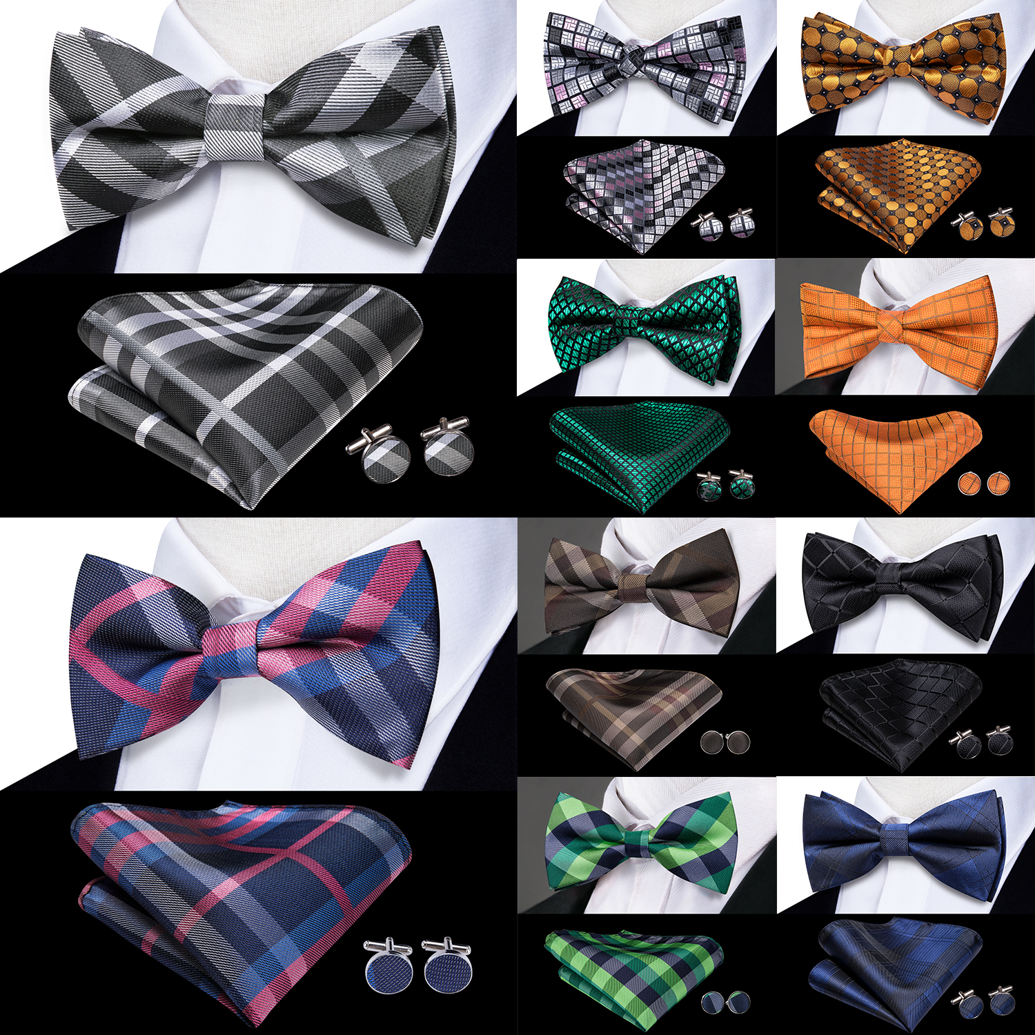 Hi-Tie Grey Plaid Jacquard Sil - Bow Tie Pre Tied recensie en prijs