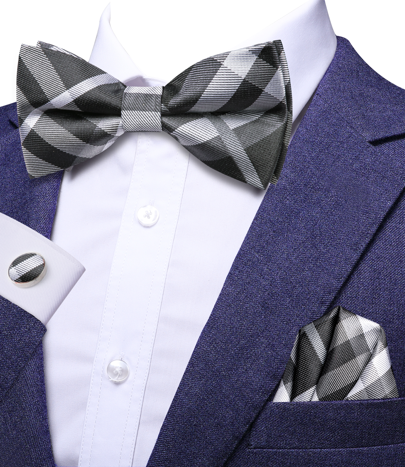Hi-Tie Grey Plaid Jacquard Sil - Bow Tie Pre Tied recensie en prijs