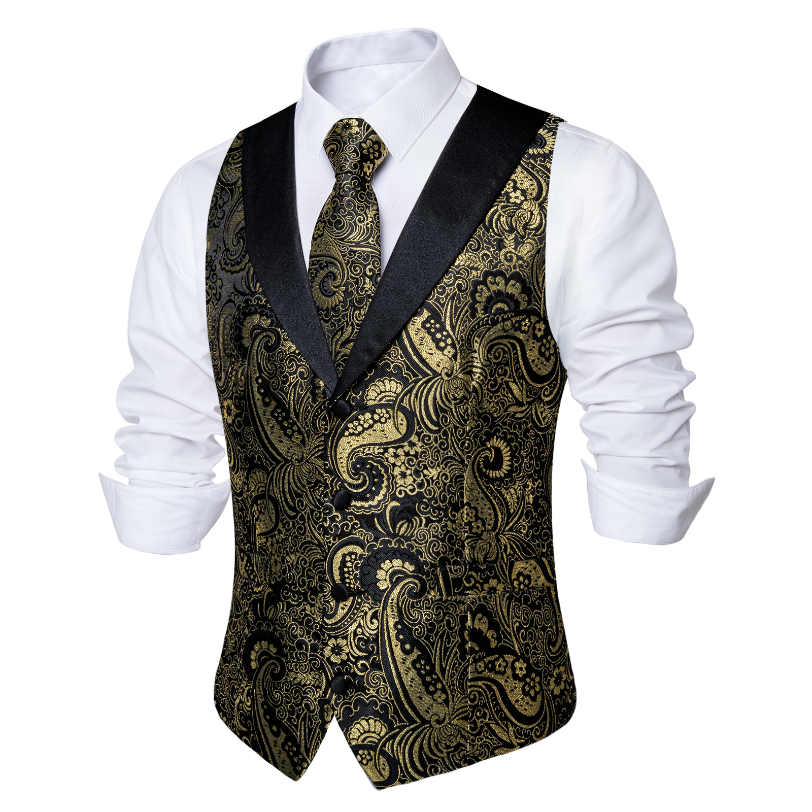 Black Gold Paisly Vest Suit Se - Pocket Square Set recensie en prijs