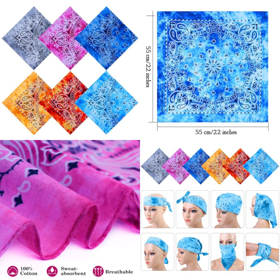 URATOT 6 Pack Tie Dye Bandana  - Handkerchief Cotton Men recensie en prijs