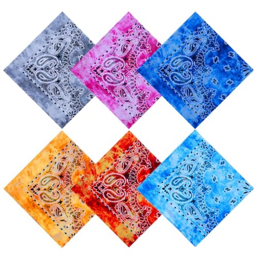URATOT 6 Pack Tie Dye Bandana  - Handkerchief Cotton Men recensie en prijs