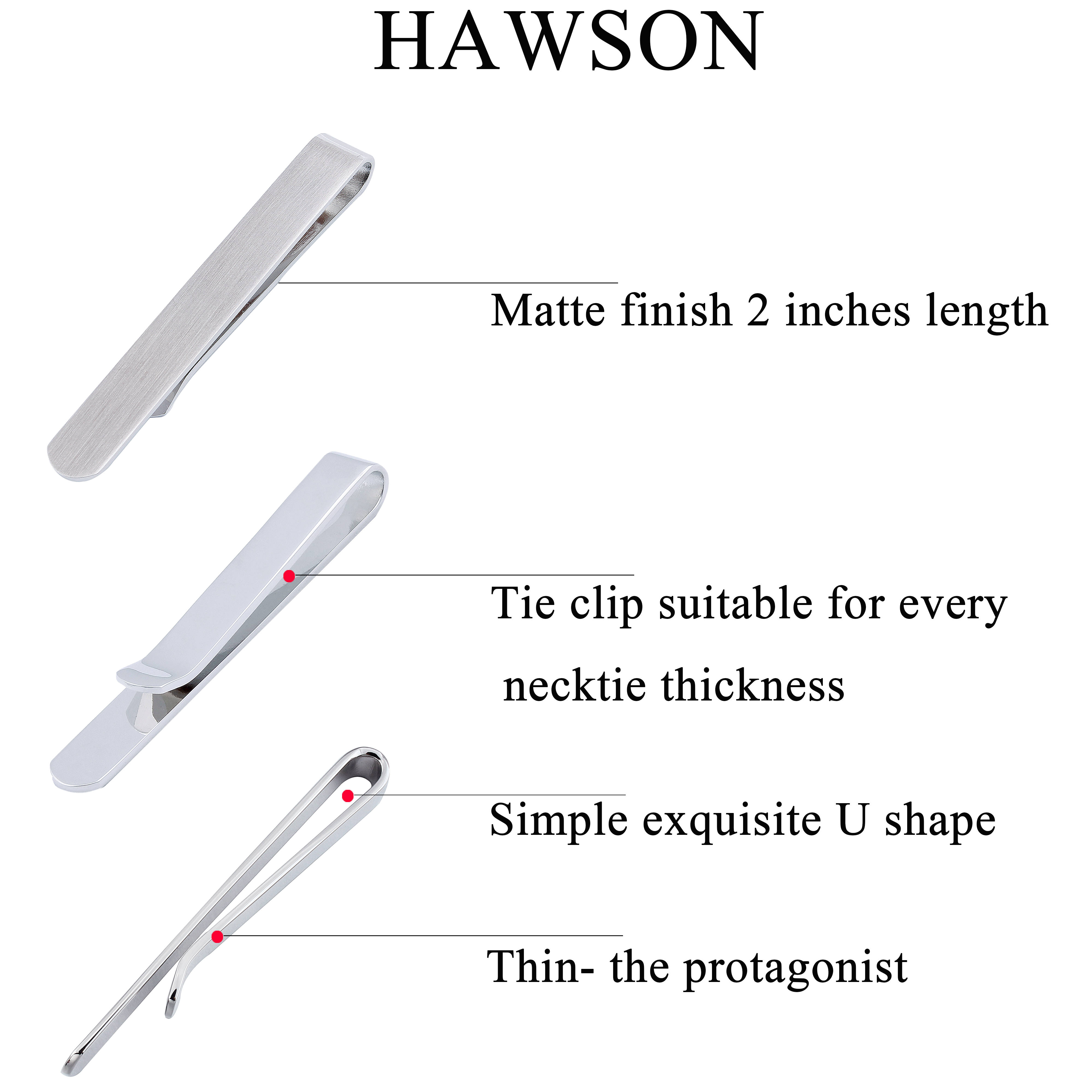 HAWSON 4pcs Skinny Tie Clip fo - Tie Bar Set Gift recensie en prijs