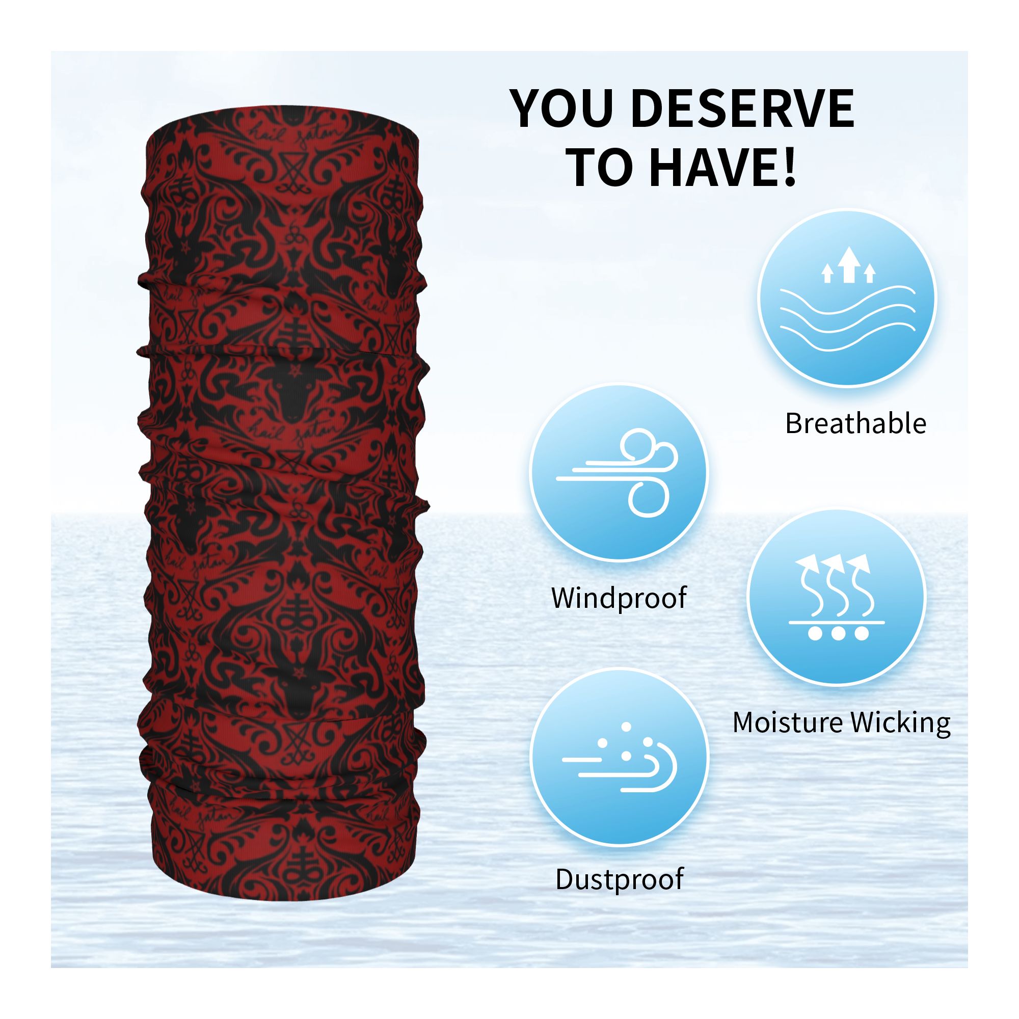 Baphomet Damask Hail Satan Bla - Neck Warmer Tube recensie en prijs
