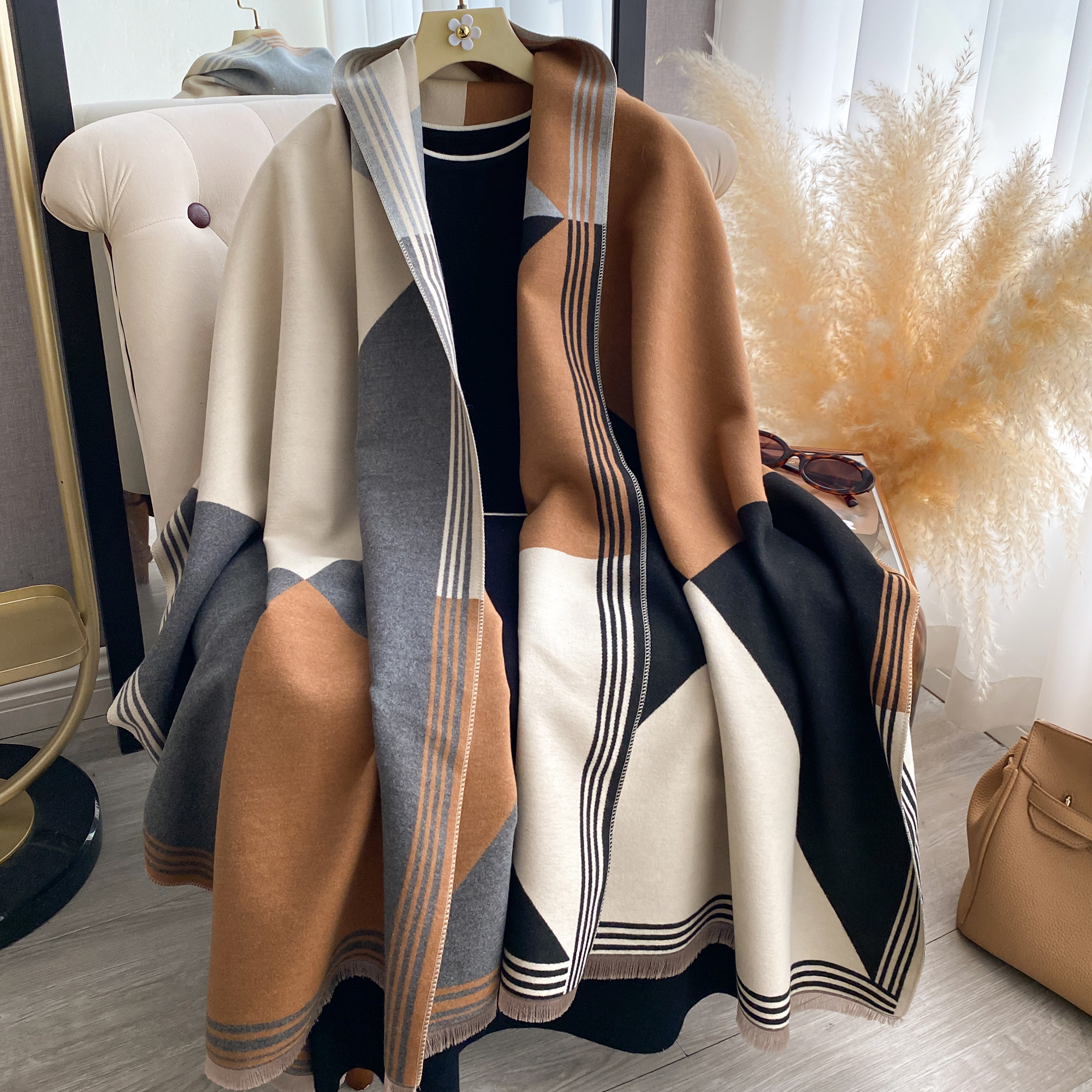 2025 Luxury Winter Cashmere Sc - Woven Scarf Blanket recensie en prijs