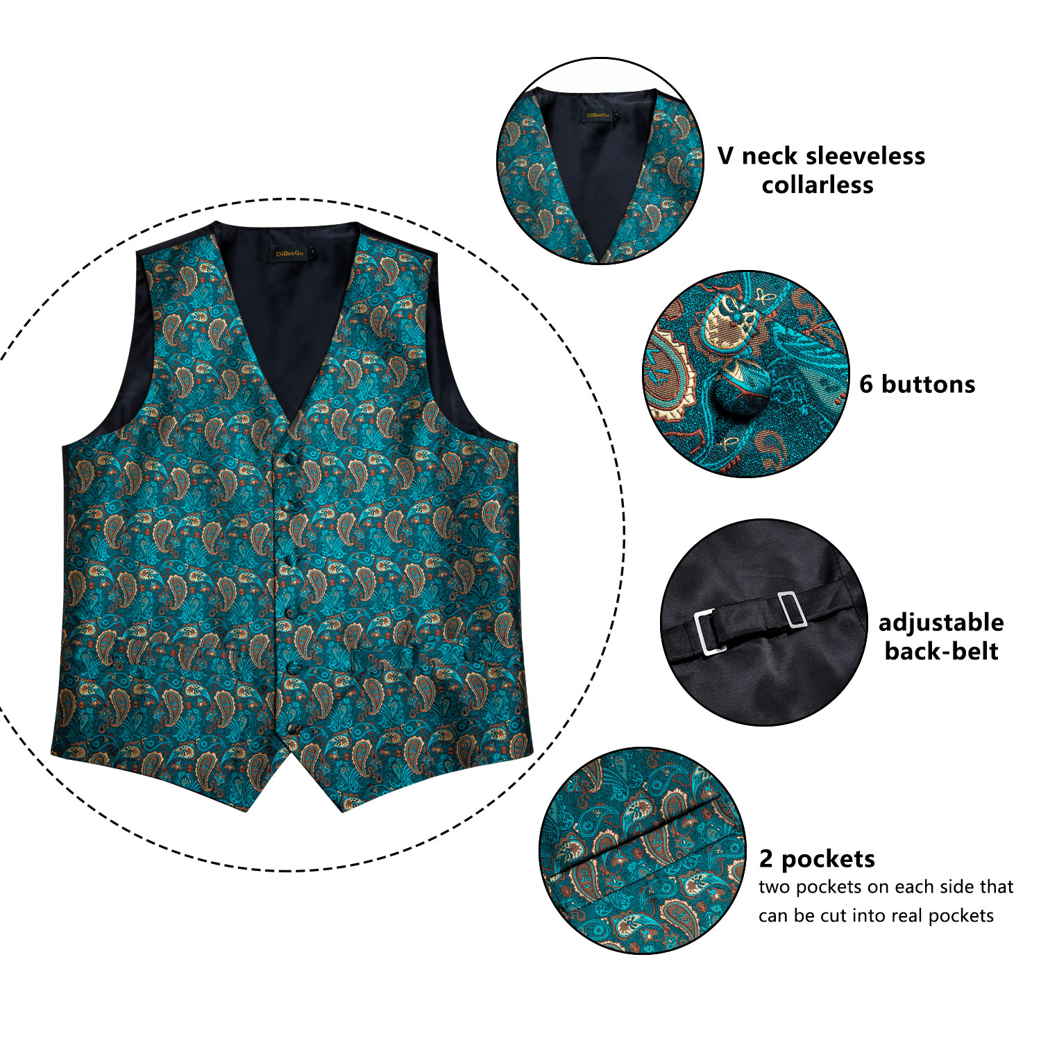 New Teal Green Paisley Formal  - Pocket Square Set recensie en prijs