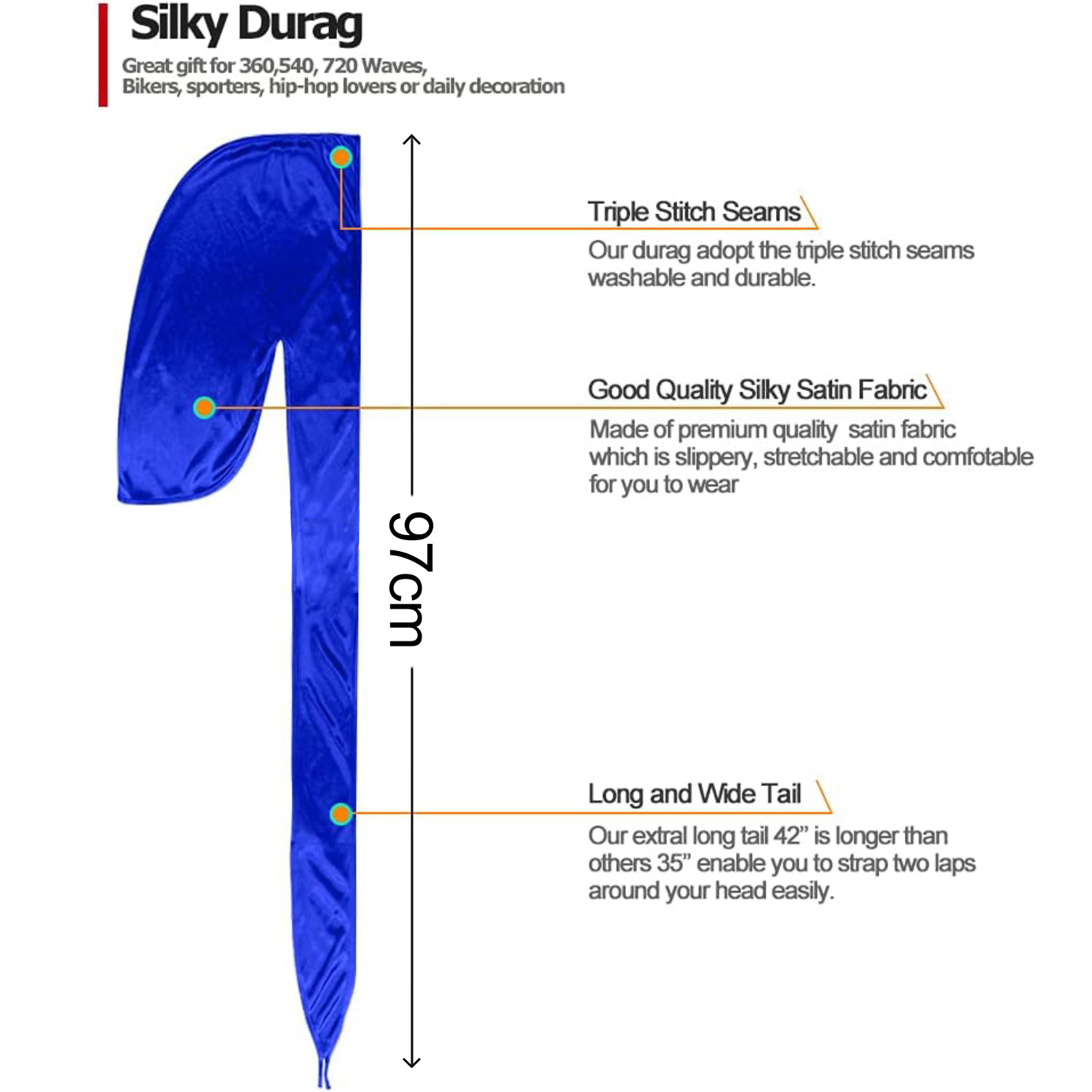 Men Satin Breathable Silky Dur - Bandana Doo Rag recensie en prijs