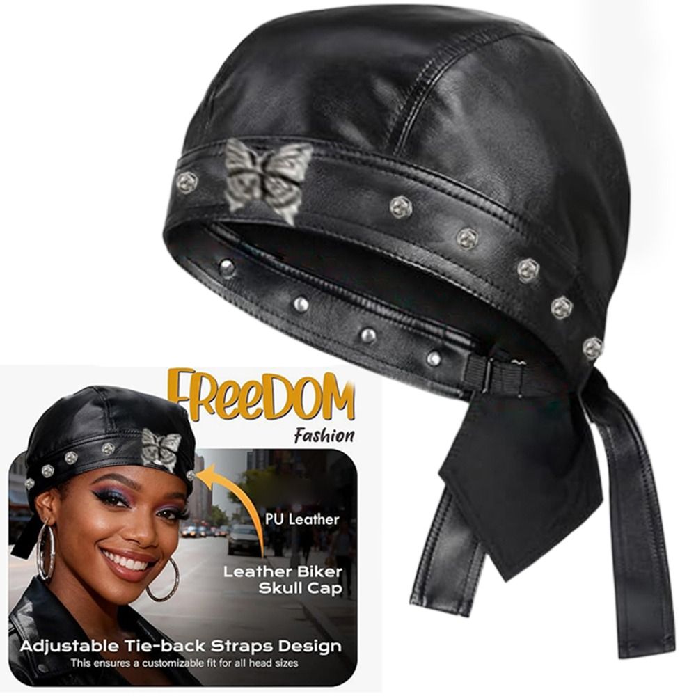 PU Leather Black Biker Cap Adj - Bandana Doo Rag recensie en prijs