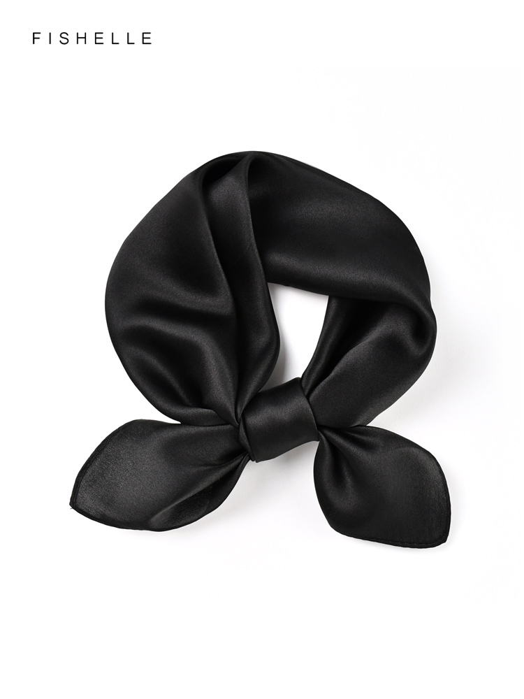Solid color black pure silk sc - Ascot Neck Scarf recensie en prijs