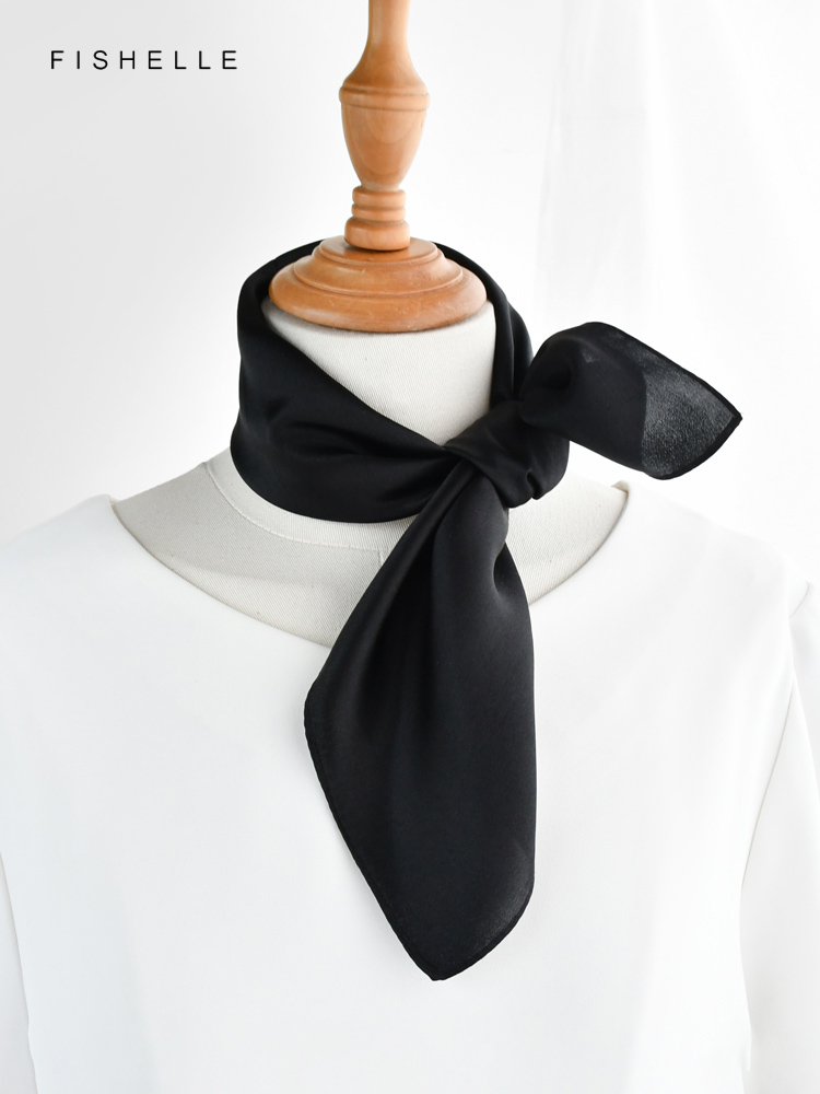 Solid color black pure silk sc - Ascot Neck Scarf recensie en prijs