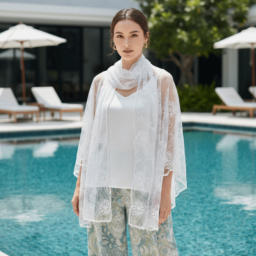 Lace Scarf Embroidered Floral  - Stole Wedding Shawl recensie en prijs